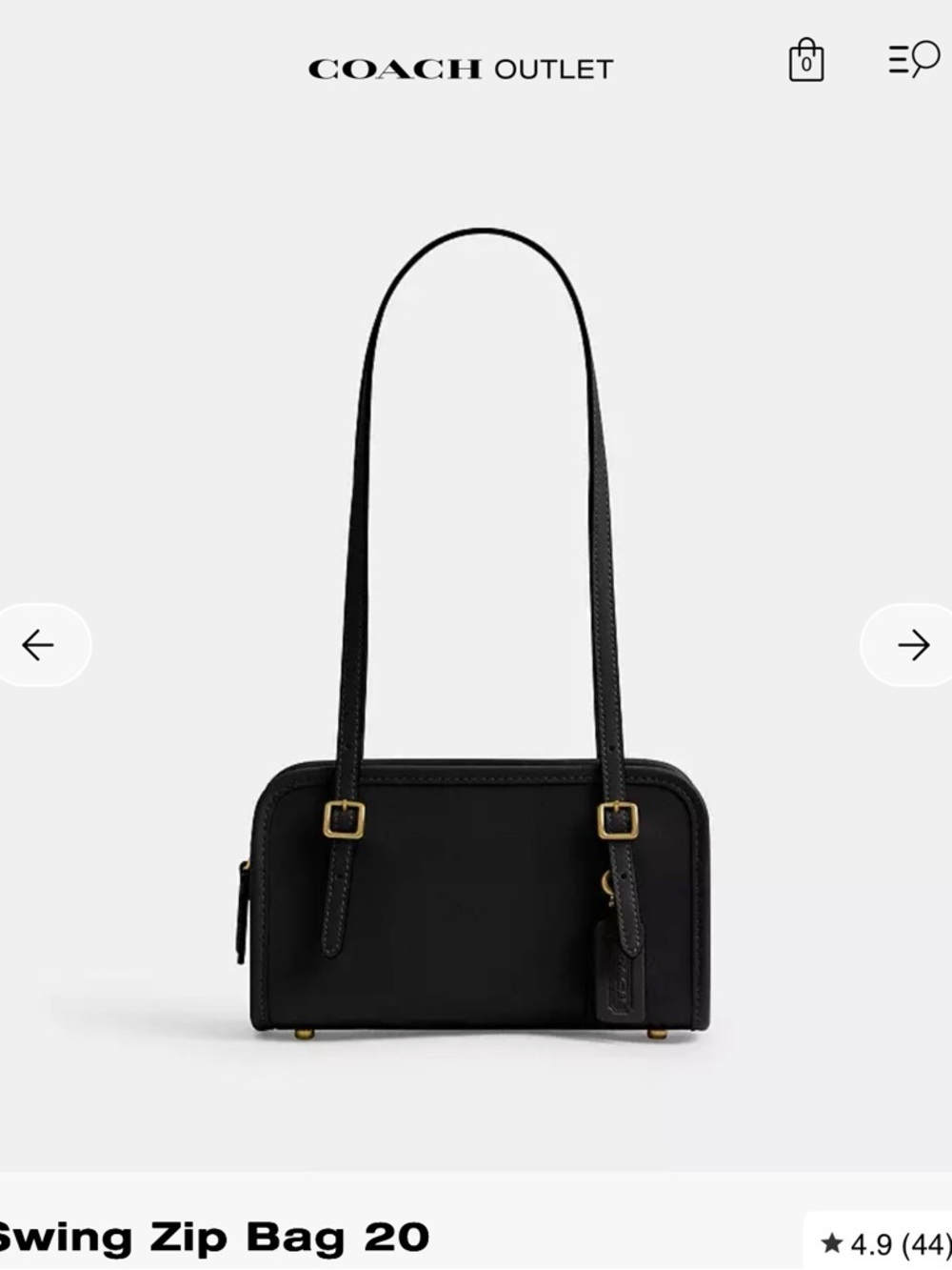 Coach Black Swing Zip Shoulder Bag with Gold Hardware